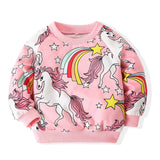 Kid Baby Girls Long Sleeve Cartoon Unicorn Tracksuit 2 Pcs Set Pajamas