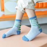 Baby / Toddler / Kid Cute Boys Cartoon Dinosaur Middle Socks 5 Packs
