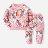 Kid Baby Girls Long Sleeve Cartoon Unicorn Tracksuit 2 Pcs Set Pajamas