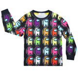 Kid Boy Girl Home Fluorescent Color Suit Long Sleeve Pajamas