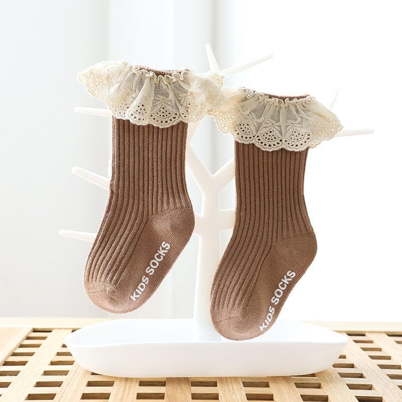 Baby Girl Solid Hollow Out Ruffled Socks