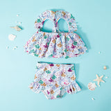 Kid Baby Girls Fashion Suspender Printed Swimsuit