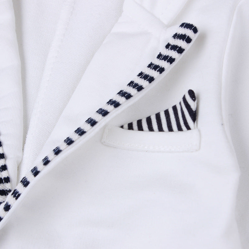 Baby Boy Suit Gentleman Tie Striped Long Sleeve 2 Pcs Sets