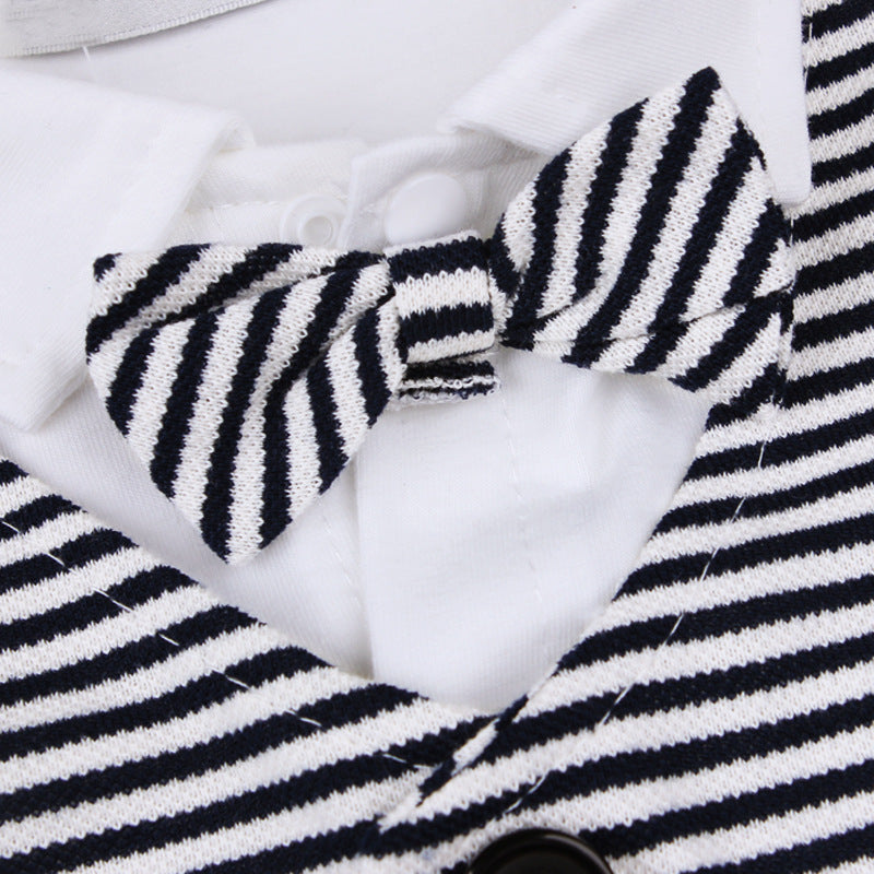 Baby Boy Suit Gentleman Tie Striped Long Sleeve 2 Pcs Sets