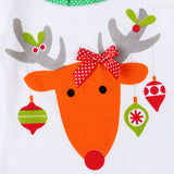 Kids Girl Christmas Moose Print Poncho Striped Suits 2 Pcs