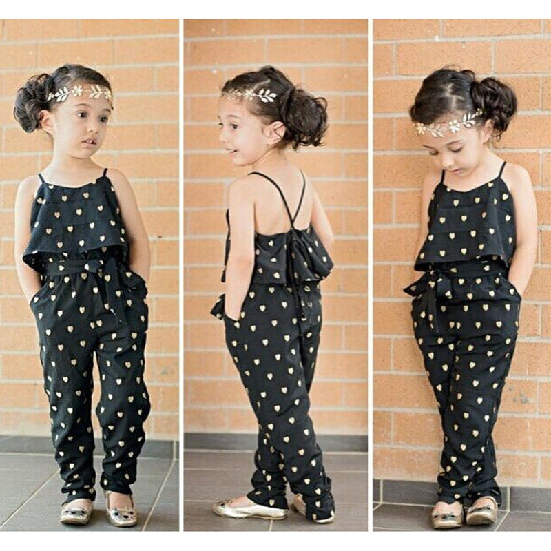 Kid Baby Girl Polka Dot Fake Summer Sleeve 2 Pcs Sets