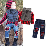 Kid Baby Boys /Girls Jeans Leggings Long Sleeve Sets 3 Pcs