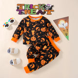 18M-5Y Kids Baby Boy Girl Halloween Printed Long Sleeves Pajamas