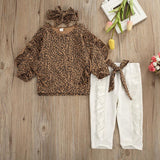 Toddler Baby Girl Leopard Ruffle Long Sleeve 3 Pcs Sets