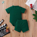 Baby Unisex Summer Ribbed Solid Color Shorts 2 Pcs Sets