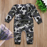 Baby Boy Girl Long Sleeve Camouflage Zip-Up Jumpsuit Romper