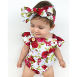 Cute Infant Baby Girls Floral Romper 2 Pcs Set
