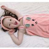 Kid Baby Girl Sling Skirt Cute Rabbit Quick-drying Cartoon Suit Bathrobe Pajamas