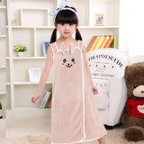 Kid Baby Girl Sling Skirt Cute Rabbit Quick-drying Cartoon Suit Bathrobe Pajamas