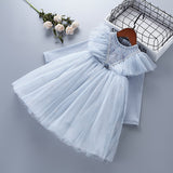 Girl Fashion Casual Dresses  Lace Mesh Beading For 3-7 years