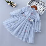 Girl Lace Chiffon Flower Draped Ruched Flower Casual Dresses 3-7 Years