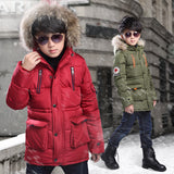 Kid Boys Down Padded Long Pentagram Thick Coat