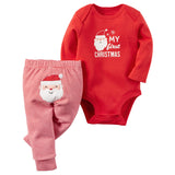 Kids Baby Girl Boy Spring Autumn Christmas Long-sleeved Pajamas 2 Pcs