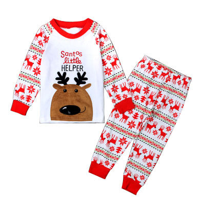 Kids Explosions Christmas Reindeer Embroidery Cotton Long-sleeved Pyjamas 2 Pcs