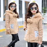 Kid Girl Imitation Fur Woolen Thickened Cotton Coats