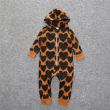 Baby Girl Hooded Chip Print Zip-up Jumpsuit Rompers