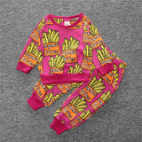 Baby Girl Spring Autumn French Fries Printed Suit 2 Pcs Sets