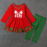 Kids Girl Christmas Deer Long-sleeved Dress+Leggings 2 Pcs