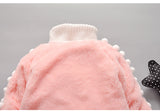 Baby Girl Bow-tie Suit Thickened Added Fleece Suits 2 Pcs Sets