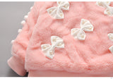 Baby Girl Bow-tie Suit Thickened Added Fleece Suits 2 Pcs Sets