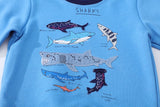 Boy Blue Shark Print Casual Sweatshirt