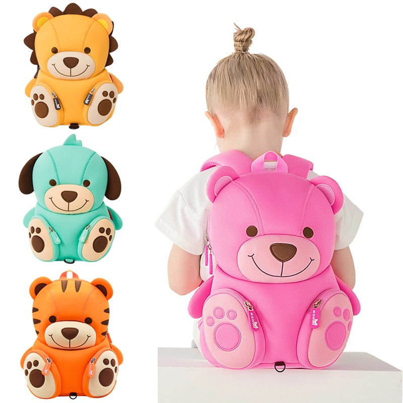 Girls 3D Cartoon Pink Bear School Bags Toddler Book Kindergarten Bag