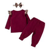 Baby Girl Letter Print Long Sleeve Ruffle Suits 3 Pcs Sets