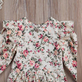 Baby Girl Floral Print Long Sleeve Vintage Ruffles Romper