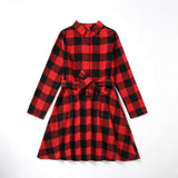 Family Matching Mommy And Me Outfits Long Sleeve Red Plaid Dress