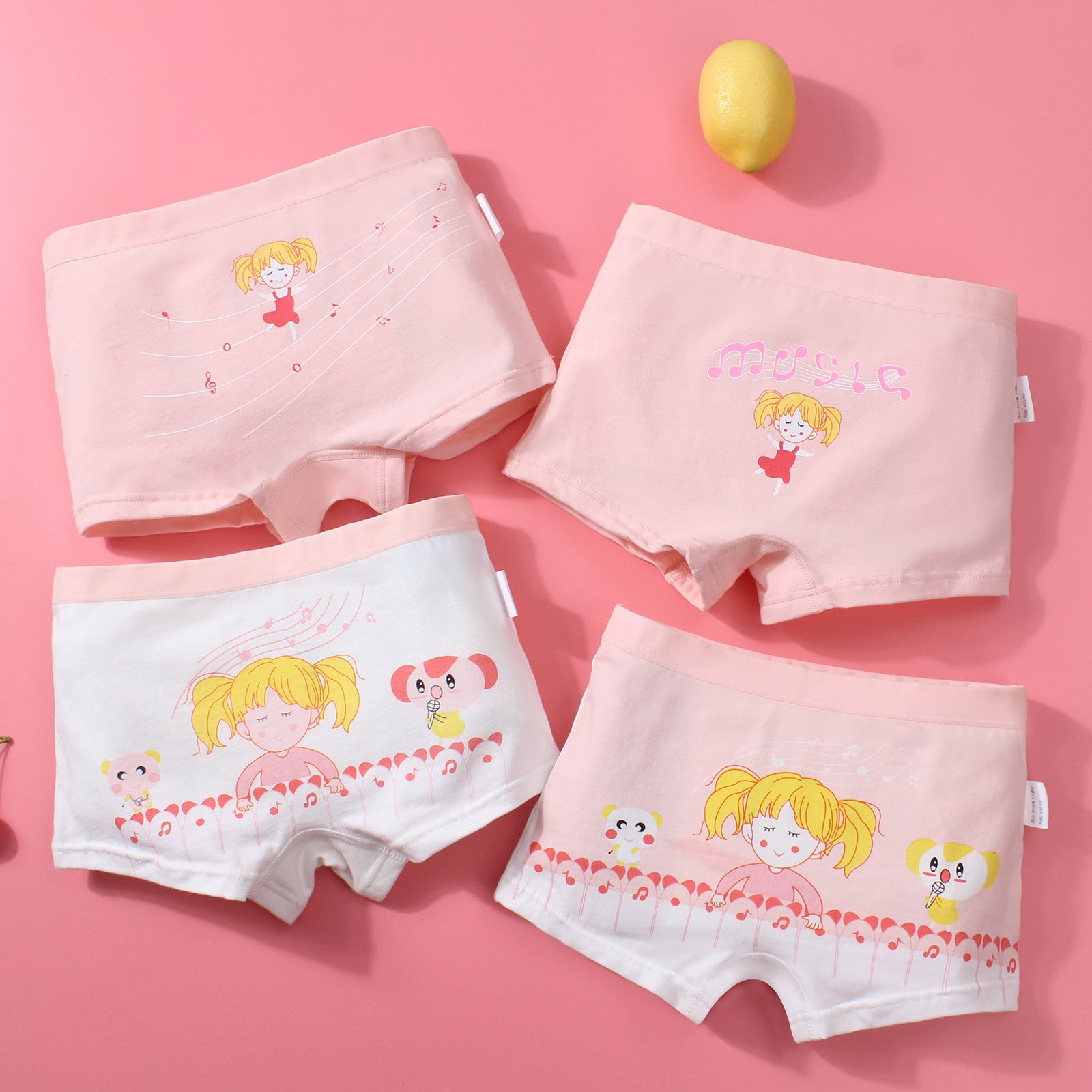 Kid Girl Cotton Cute Soft Underwear 4 Pieces/Lot 2-12Y
