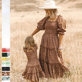 Family Matching Parent-child Bohemian Long Square Collar Dresses