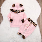 Baby Girl Pink Leopard Print Long Sleeve 2 Pcs Sets Suit