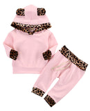 Baby Girl Pink Leopard Print Long Sleeve 2 Pcs Sets Suit