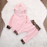 Baby Girl Pink Leopard Print Long Sleeve 2 Pcs Sets Suit