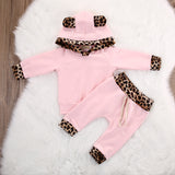 Baby Girl Pink Leopard Print Long Sleeve 2 Pcs Sets Suit