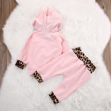 Baby Girl Pink Leopard Print Long Sleeve 2 Pcs Sets Suit