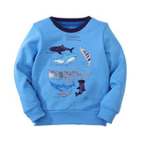 Boy Blue Shark Print Casual Sweatshirt