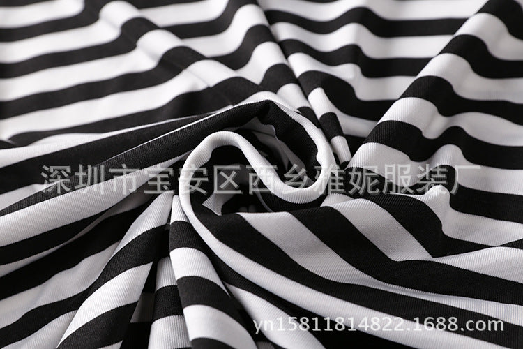 Family Matching Parent-child Black and White Stripe Casual Dress
