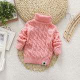 Kid Baby Girl Sweater Fall Fashion Solid Color Turtleneck Sweaters