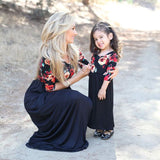 Family Matching Parent-child Mother-daughter Printed Three-quarter Sleeves Dress