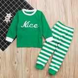 Kids Spring Autumn Christmas Long Sleeve Stripe Pajamas 2 Pcs