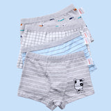 Kid Boys Underwear Cartoon Shorts Panties Stripes Teenagers Cotton 4 Pack/Lot