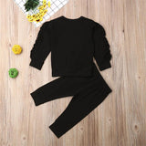 Baby Girl Solid Ruffle Long Sleeve Sets 2 Pcs Suits