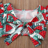 Baby Girls Summer Watermelon Tops White Shorts 3 Pcs Sets