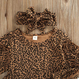 Toddler Baby Girl Leopard Ruffle Long Sleeve 3 Pcs Sets